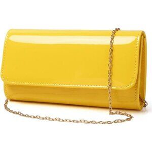 Vegan Leather Envelope Clutch Yellow